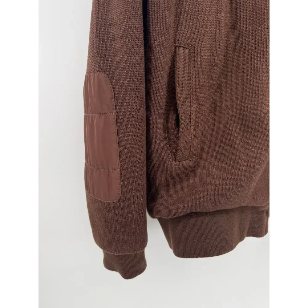 Vintage 90's Polo Ralph Lauren Mens Brown Knit Jacket Heritage Elbow Patch 2XL